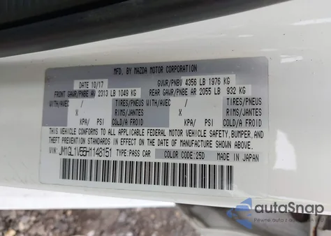 2017 Mazda Mazda6 Touring z USA, uszkodzony, nr VIN JM1GL1V55H1148151